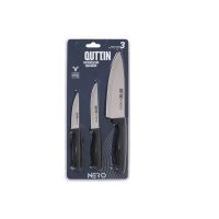 Knivset Quttin Nero Svart Silvrig 3 Delar (12 antal) - Bild 2