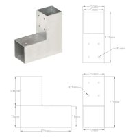 vidaXL Stolpbeslag 4 st L-form galvaniserad metall 71x71 mm - Bild 8