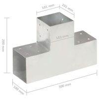 vidaXL Stolpbeslag T-form galvaniserad metall 101x101 mm - Bild 6