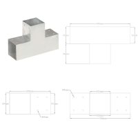 vidaXL Stolpbeslag T-form galvaniserad metall 101x101 mm - Bild 7