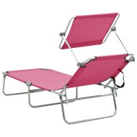 vidaXL Hopfällbar solsäng med tak rosa aluminium - Bild 5