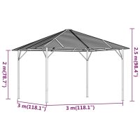 vidaXL Paviljong med tak 3x3 m antracit - Bild 5