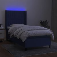 vidaXL Ramsäng med madrass & LED blå 100x200 cm tyg - Bild 3