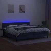 vidaXL Ramsäng med madrass & LED blå 200x200 cm tyg - Bild 4