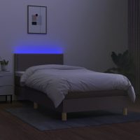 vidaXL Ramsäng med madrass & LED taupe 90x190 cm tyg - Bild 4