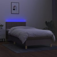 vidaXL Ramsäng med madrass & LED taupe 90x190 cm tyg - Bild 4