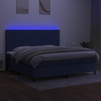 vidaXL Ramsäng med madrass & LED blå 200x200 cm tyg - Bild 4