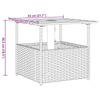 vidaXL Trädgårdsbord med parasollhål svart 55x55x46,5 cm konstrotting - Bild 9