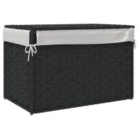 vidaXL Tvättkorg med lock svart 55,5x35x34 cm konstrotting - Bild 6