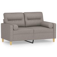 vidaXL 2-sits soffa med prydnadskuddar taupe 120 cm tyg - Bild 2