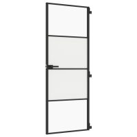 vidaXL Innerdörr svart 76x201,5 cm härdat glas och aluminium slim - Bild 2