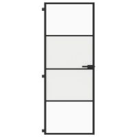 vidaXL Innerdörr svart 76x201,5 cm härdat glas och aluminium slim - Bild 3