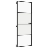 vidaXL Innerdörr svart 76x201,5 cm härdat glas och aluminium slim - Bild 5