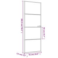 vidaXL Innerdörr svart 76x201,5 cm härdat glas och aluminium slim - Bild 9