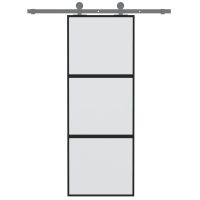 vidaXL Skjutdörr svart 76x205 cm härdat glas och aluminium - Bild 3