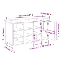 vidaXL Skobänk sonoma-ek 102x32x50 cm konstruerat trä - Bild 12