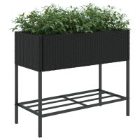 vidaXL Odlingslådor med hylla 2 st svart 90x40x75 cm konstrotting - Bild 4