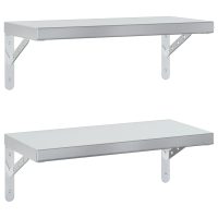 vidaXL Vägghyllor 2 st 50x23,5 cm silver rostfritt stål - Bild 2