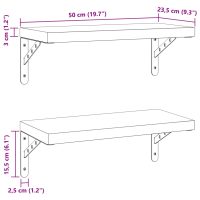 vidaXL Vägghyllor 2 st 50x23,5 cm silver rostfritt stål - Bild 9