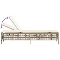 vidaXL Solsängar 2 st med bord beige konstrotting - Bild 7