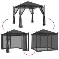 vidaXL Paviljong med nätväggar antracit 2,93x2,93 m stål - Bild 6