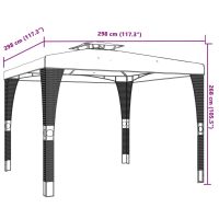 vidaXL Paviljong med dubbelt tak gräddvit 2,98x2,98 m stål - Bild 8