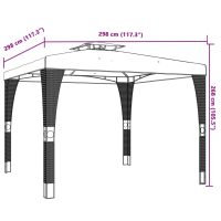 vidaXL Paviljong med dubbelt tak antracit 2,98x2,98 m stål - Bild 8