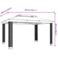 vidaXL Paviljong med dubbelt tak gräddvit 3,94x2,96 m stål - Bild 8