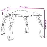 vidaXL Paviljong med dubbelt tak & nätväggar taupe 2,93x2,93 m stål - Bild 9