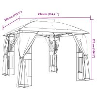 vidaXL Paviljong med dubbelt tak & nätväggar gräddvit 2,94x2,94 m stål - Bild 9