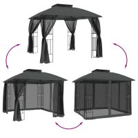 vidaXL Paviljong med dubbelt tak & nätväggar antracit 2,94x2,94 m stål - Bild 6