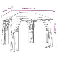 vidaXL Paviljong med dubbelt tak & nätväggar antracit 2,94x2,94 m stål - Bild 9