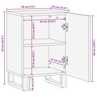 vidaXL Badrumsskåp 38x34x58 cm massivt grovt mangoträ - Bild 9