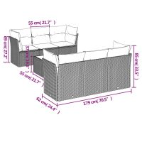 vidaXL Trädgårdssoffset med dynor 7 delar ljusgrå konstrotting - Bild 3