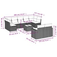 vidaXL Trädgårdssoffset med dynor 10 delar ljusgrå konstrotting - Bild 8