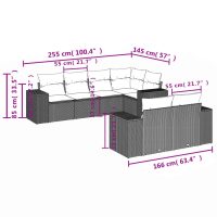 vidaXL Trädgårdssoffset med dynor 7 delar ljusgrå konstrotting - Bild 3