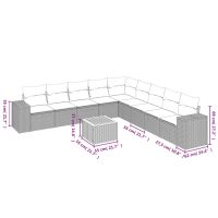 vidaXL Loungegrupp 10 delar med svarta dynor konstrotting - Bild 3