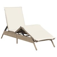 vidaXL Solsängar med dynor 2 st beige konstrotting - Bild 4