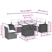 vidaXL Trädgårdssoffset med dynor 7 delar ljusgrå konstrotting - Bild 10