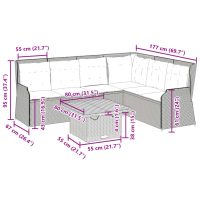 vidaXL Trädgårdssoffa med dynor 5 delar grå konstrotting - Bild 12