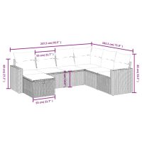 vidaXL Trädgårdssoffset med dynor 7 delar ljusgrå konstrotting - Bild 4