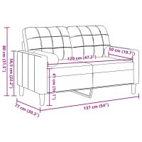 vidaXL 2-sitssoffa med prydnadskuddar ljusgrå 120 cm sammet - Bild 7