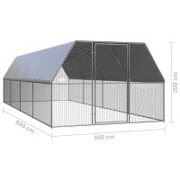 vidaXL Hönsbur 3x8x2 m galvaniserat stål - Bild 5