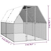 vidaXL Hönsbur 2x4x2 m galvaniserat stål - Bild 5