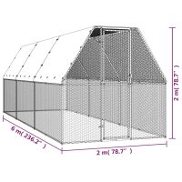 vidaXL Hönsbur 2x6x2 m galvaniserat stål - Bild 5