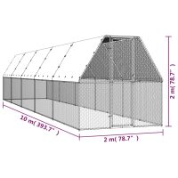 vidaXL Hönsbur 2x10x2 m galvaniserat stål - Bild 5