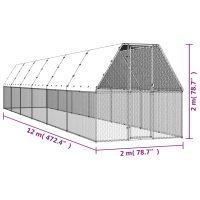 vidaXL Hönsbur 2x12x2 m galvaniserat stål - Bild 5