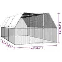 vidaXL Hönsbur 3x6x2 m galvaniserat stål - Bild 5