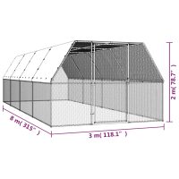 vidaXL Hönsbur 3x8x2 m galvaniserat stål - Bild 5