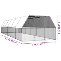 vidaXL Hönsbur 3x12x2 m galvaniserat stål - Bild 5